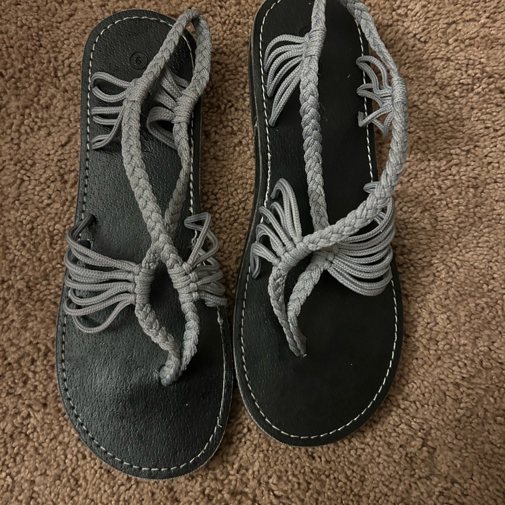 Elegant Black and Gray Women's Sandals